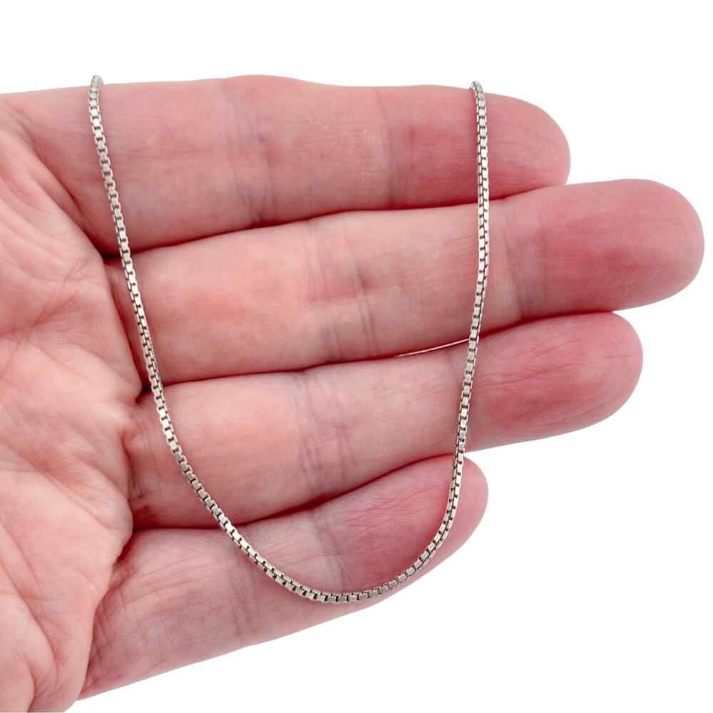Vintage Italian Sterling Silver 925 Box Chain Necklace 16"